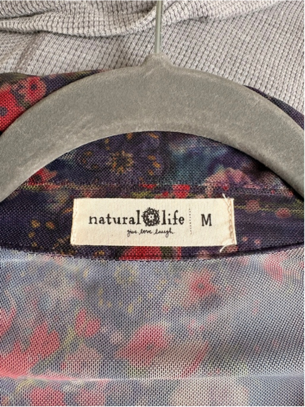 Natural Life Navy & Red Floral Blouse M - Picture 3 of 5